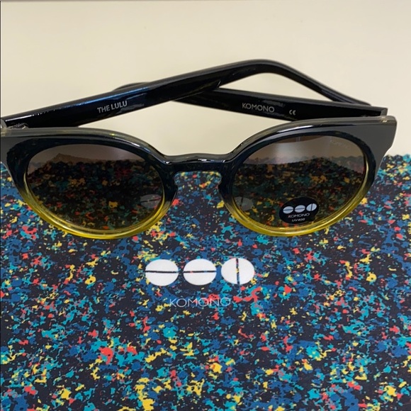 Komono Sunglasses NEW Lulu Black/ Yellow cat eye - Picture 10 of 16